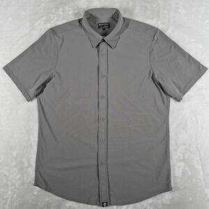 Born Primitive Shirt Men's Large Gray Short Sleeve Button Up Performance Casual